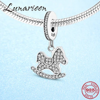

2019 New 925 Sterling Silver Clear CZ Children's rocking chair Beads for jewelry Fit Original Pandora Charms Bracelets making