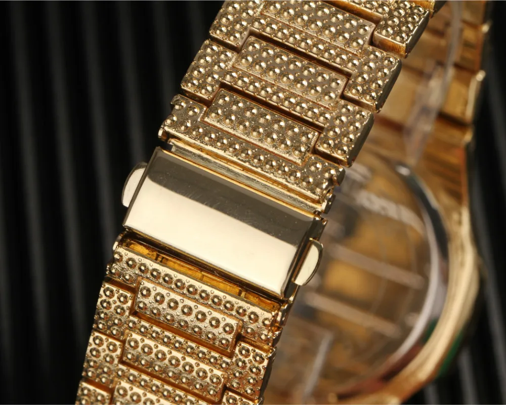 Роскошные мужские золотые часы, часы в стиле хип-хоп, ожерелье, браслет, кольцо и серьги, комбинированный набор с подвеской, кубинские украшения для мужчин