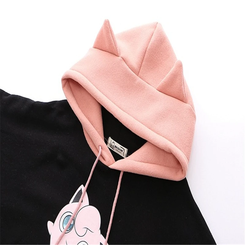 Najtaniej Merry Pretty kobiet Pokemon bluzy z uszami Blackpink bluzy z polaru zimowa bluza w stylu harajuku sznurkiem kobiet ubrania