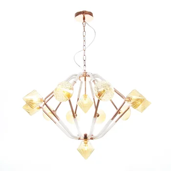 

Diamond Shade Amber or Transparent Glass 10,12Bulbs Clain Hang Pendant Light