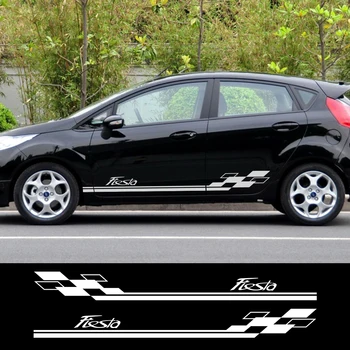 

2PCS For Ford Fiesta Vinyl Car Van Styling Side Stripes Sticker Vehicle Auto Decals Wraps Body Graphics Car Styling Accessories