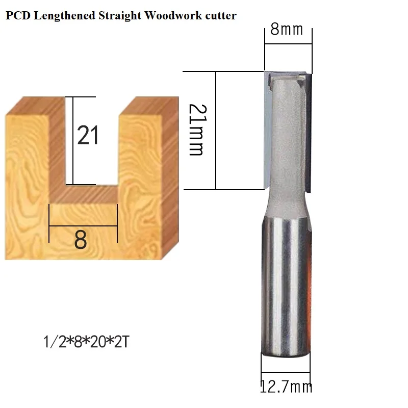 PCD diamond 8mm milling wood cutter woodwork cleaning bottom router bits lathe tools for MDF stone marble granite | Инструменты