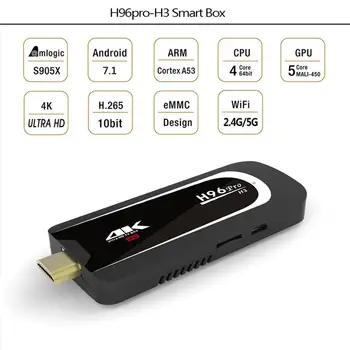 

Android 7.1 2 + 16 GB Bluetooth 4.0 4K X 2K Display Resolution 5.0G WIFI TV Dongle H96 Pro H3 S905X R20