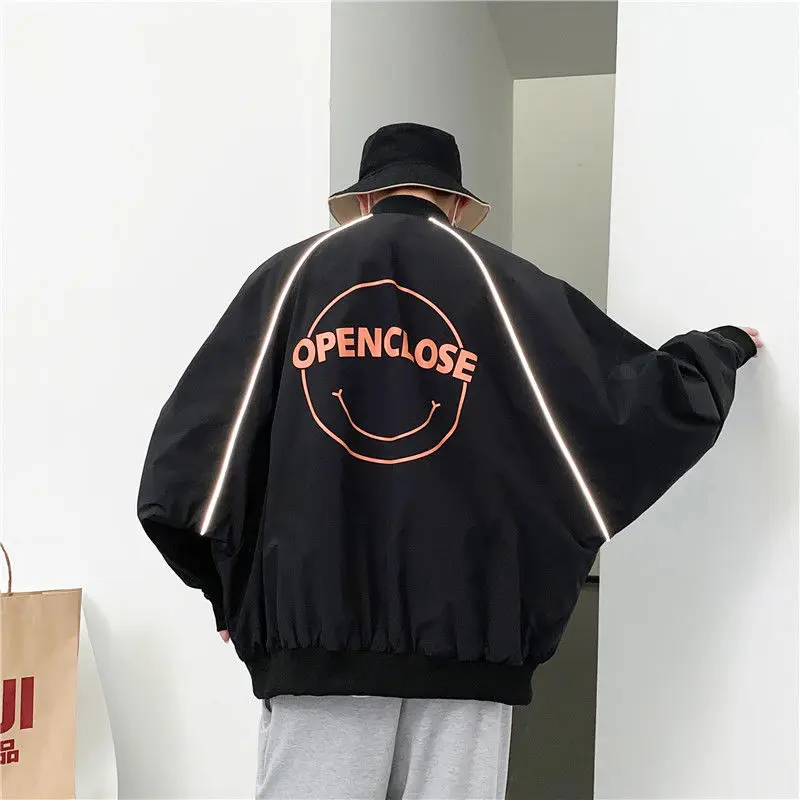 

Men's jackets 2020 autumn and winter new reflective baseball uniform loose jacket young people fashion trend men's clothing