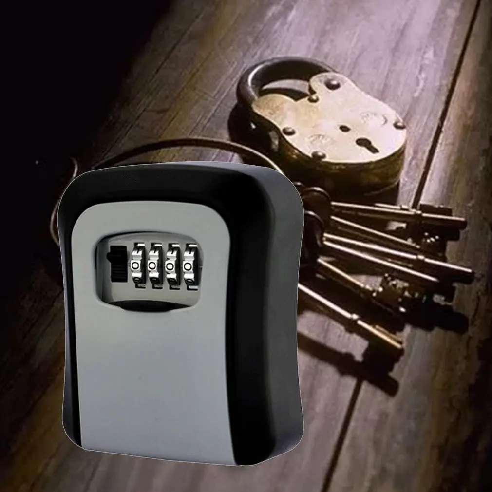 Горячая настенный ключ коробка для хранения 4 цифры комбинации пароль запасные ключи Органайзер коробка металлический ключ безопасности коробка