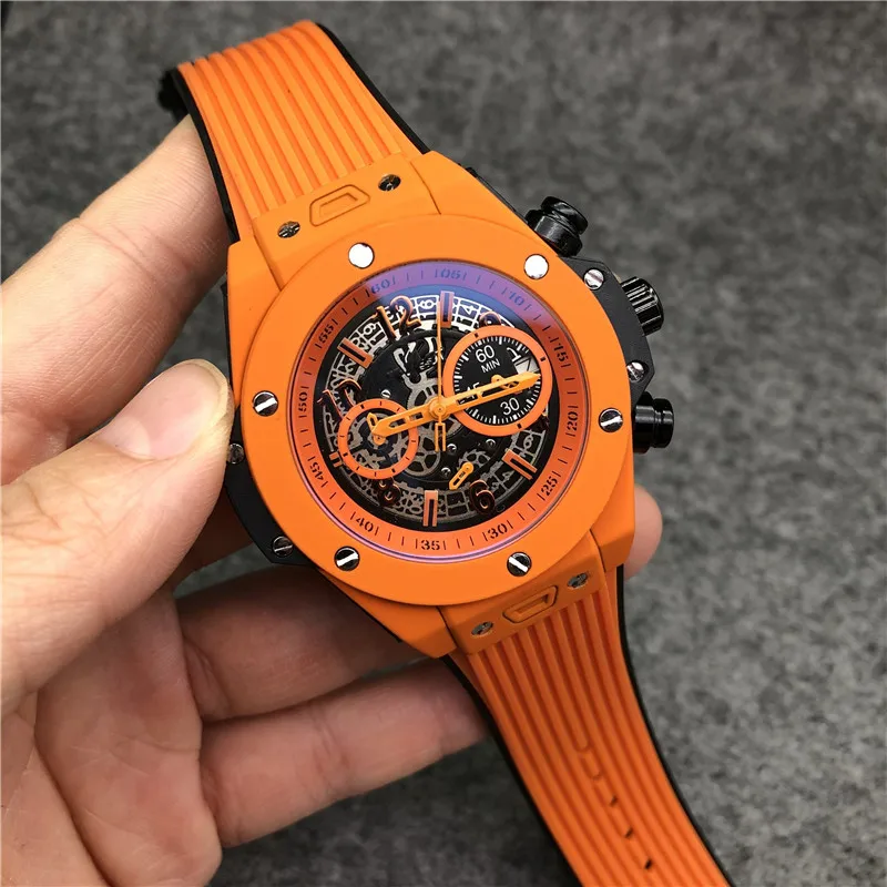 Мужские часы Топ люксовый бренд montre все циферблаты рабочие спортивные кварцевые часы мужские водонепроницаемые наручные часы с хронографом мужские часы - Цвет: orange