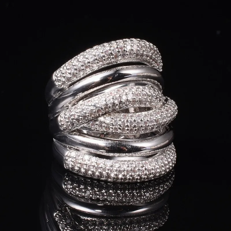 Luxury 925 Sterling silver More X-type with Pave setting 238pcs Diamond Wedding Cocktail rings for Women gemstone Jewelry gift Luxury 925 Sterling silver More X-type with Pave setting 238pcs Diamond Wedding Cocktail rings for Women gemstone Jewelry gift