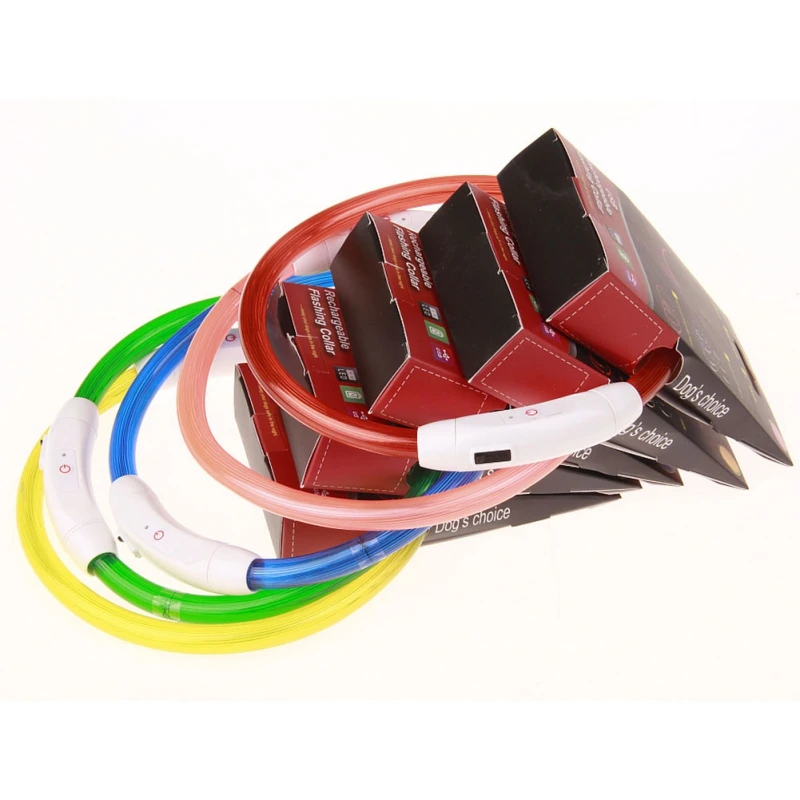 Rechargeable USB LED Flashing Light Band Belt Safety Pet Dog Collar