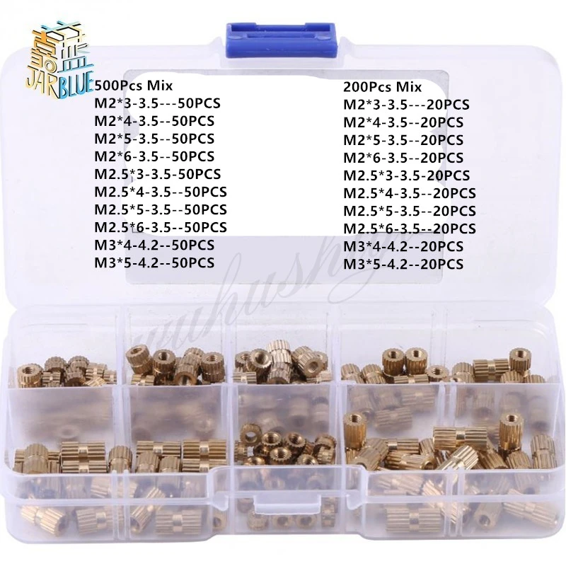 50pcs-200pcs-500pcs-M2-M2-5-M3-Brass-Knurl-Insert-Nuts-Threaded ...
