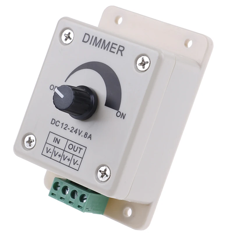 

1PC 12-24V 8A Adjustable Brightness LED Dimmer Switch Lamp Strip Driver Single Color Light Power Supply Controller