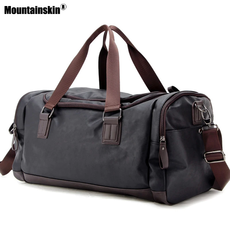 

Mountainskin New Men's PU Leather Travel Bags Soft Leather Casual Luggage Handbags Fahion Large Duffle Storage Bags Male SQ001