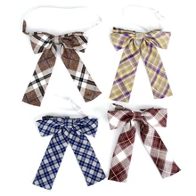 В мелкую клетку, с бабочкой, классические рубашки, бабочка для Для женщин Бизнес Униформа с бантом школьные галстуки-бабочки костюм для девочек с бантом