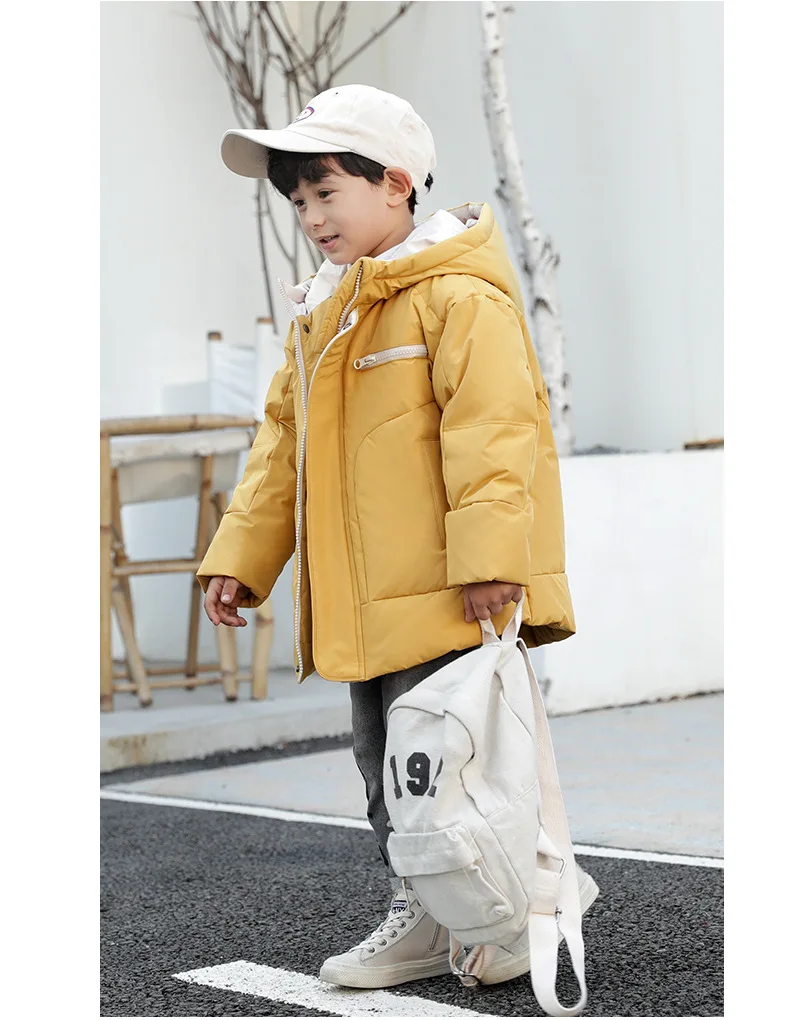 CHILDREN'S down Jacket Thick Mid-length White Duck down BOY'S Coat Hooded Children Winter New Style Western Style