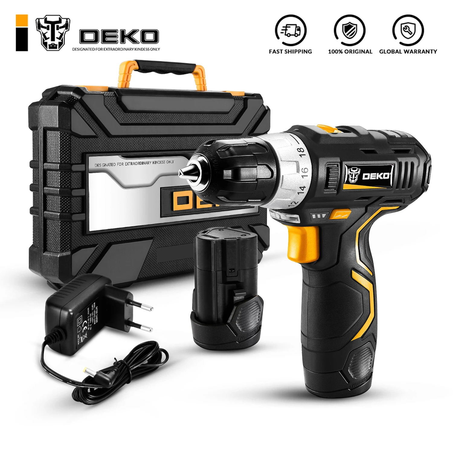 Deko Gcd12du3 12v Max Dc Household Cordless Drill Lithium Battery Mini ...