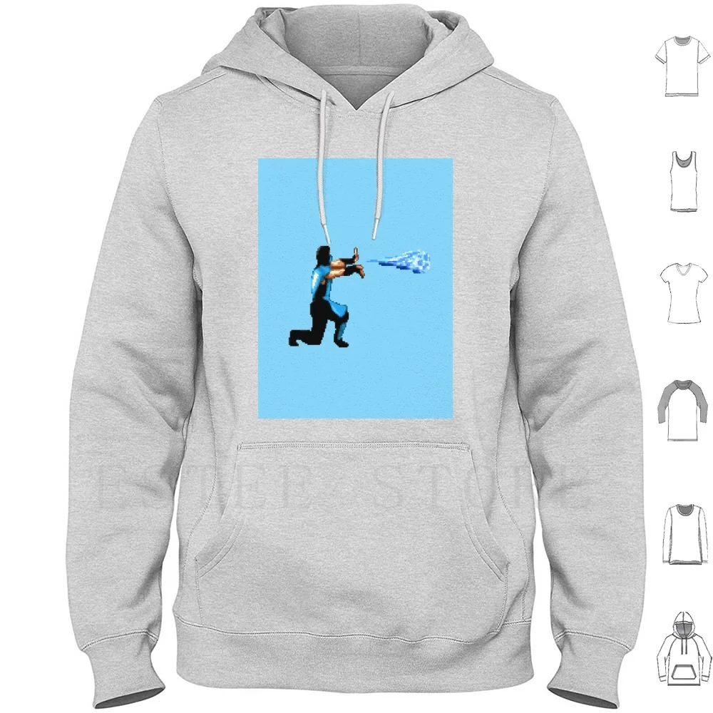 Sub Zero Special Attack Felpa Con Cappuccio Manica Lunga Sub Zero Mortal Kombat Subzero Maskup Retrogames Pixelart Muslimate 8Bit