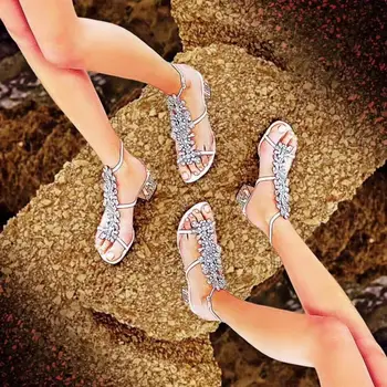 

Women Snadals 2020 New Fashion Luxury Crystal Chunky High Heels Pumps Ruwnay Buckle Strap Women Gladiator Sandals Shoes Women