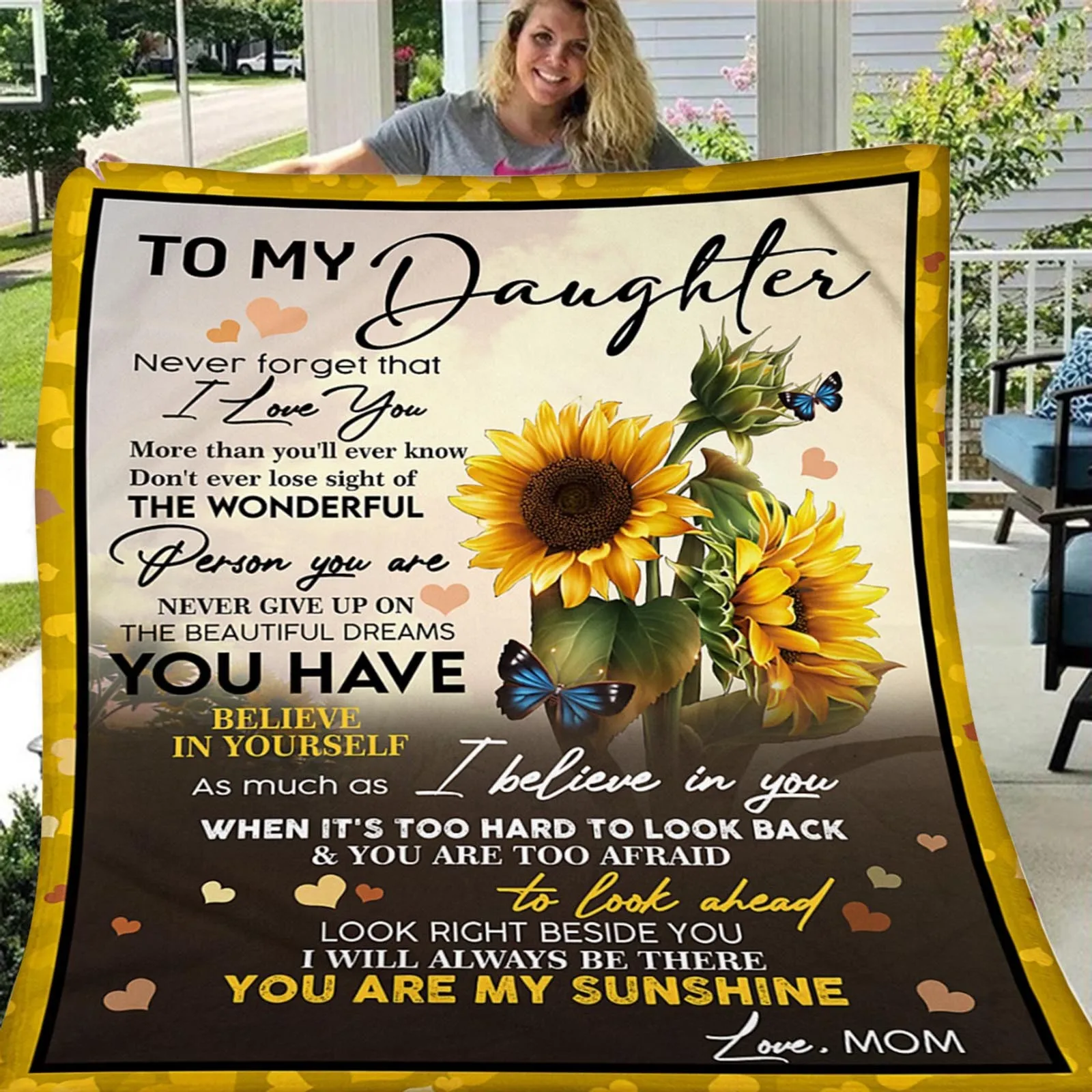 

Comfortable Wrap Blanket Perfect Sunflower Letter To My Daughter Message Blankets A Gift For Family Friends Lovers For Office