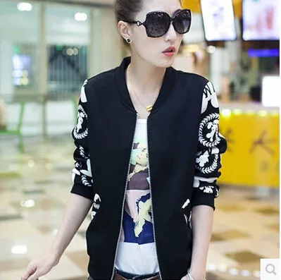 

2016 Autumn Clothing New Style Cropped Jacket WOMEN'S Dress Baseball Uniform Women's Printed Cardigan Long-sleeved Sweater Casua