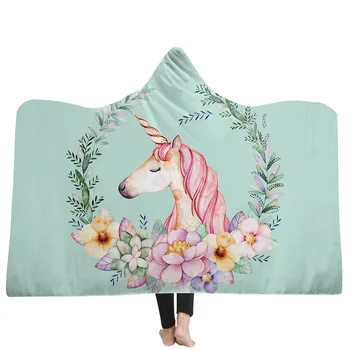 

Cartoon Unicorn Fleece Blanket Fashion Hooded Blanket Printed Travel Decorative Bedding Throw Bedspread Twin Queen Size