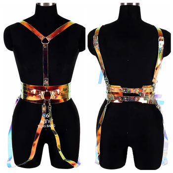 

Colorful Body Harness Suspender Belt Top Gothic Sexy Lingerie Garter Transparent Belts Punk Club Cosplay Women Adjust Harness
