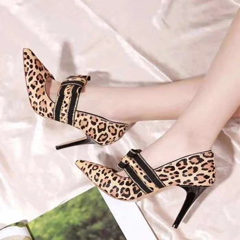 

Leopard Print High Heels Women Pumps Bow-tie Decor Pointed Toe Thin Heels Suede Slip-on 2020 Luxury Brand Designer Shoes Women