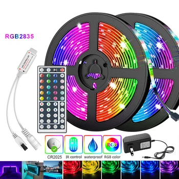 

LED Strip RGB 5050 SMD 2835 Flexible led light strip RGB 5M 10M 15M Tape Diode DC 12V+ Remote Control +Adapter Non-waterproof