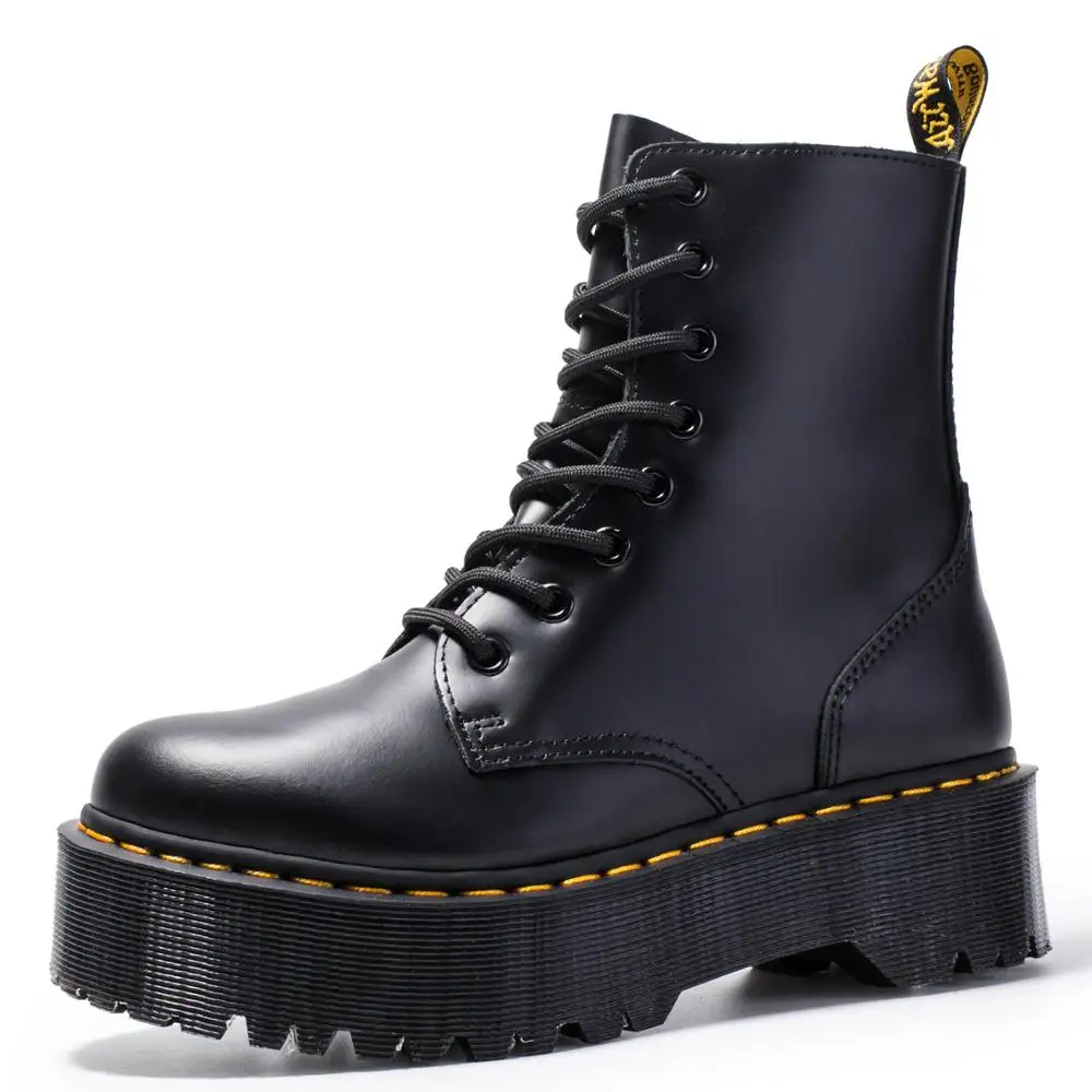 Billig Size34 41 Chunky Motorrad Stiefel Für Frauen Herbst 2019 Mode Runde Kappe Lace up Kampf Stiefel Damen Schuhe