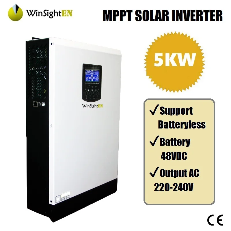 

5KVA 5000W Pure Sine Wave Solar Inverter 220VAC Built-in MPPT 48V 80A Solar Charge Controller Batteryless