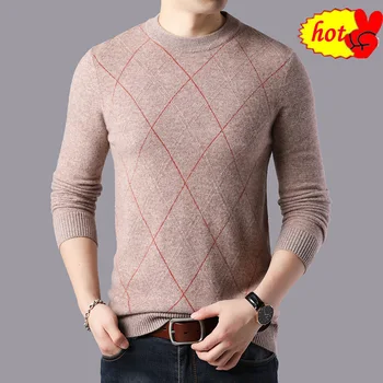 

Wool Pure Merino Sweaters Men 2020 O-Neck Striped Casual Fashion Streetwear Homme New Arrival Spring Pullover