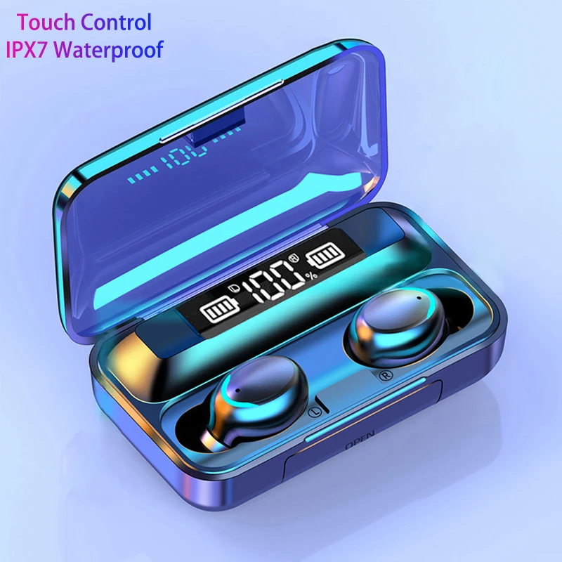 

Wireless Bluetooth 5.0 Headphones With2000mAh Charging Case IPX7 Waterproof Touch Control TWS CVC8.0 Earphone For iPhone Samsung