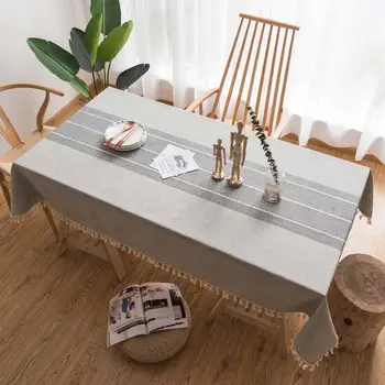 

20 Plaid Decorative Linen Tablecloth Oilproof Thick Rectangular Wedding Dining Table Cover Coffee Gray Tea Table Cloth