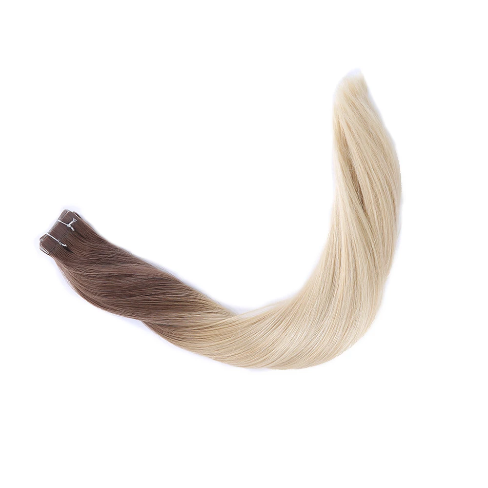 Sindra 1"-24" человеческие волосы для наращивания на ленте, прямые волосы Remy на клейкой основе, невидимые пряди для наращивания из полиуретана, цвет от 6 до 613b