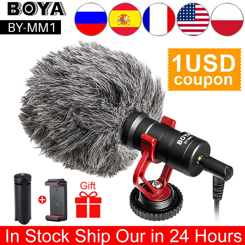 BOYA BY-MM1 Shotgun Video Microphone Universal Recording Microphone Mic for DSLR Camera iPhone Android Smartphones Mac Tablet