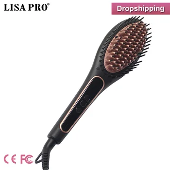 

Lisapro Ceramic Electric Hair Straightening Brush Hair Straightener Comb Girls Ladies Wet & Dry Hair Care Styling Tools