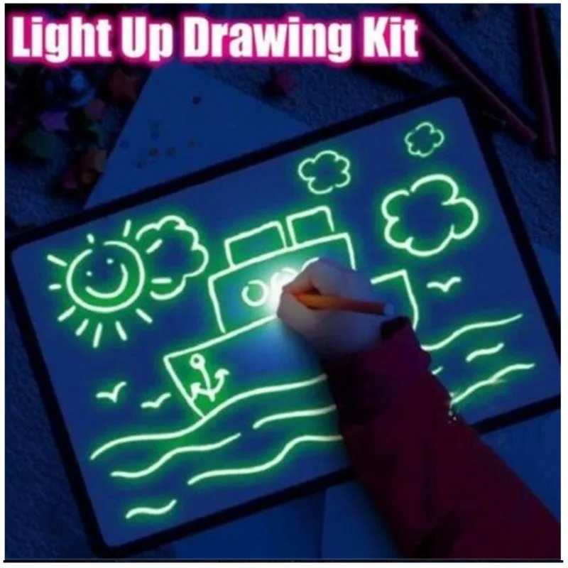 3D Magic 8 Licht Effecten Puzzel 3D Schetsblok планшет креативная ручка для детей подарок светодиодные огни светящиеся художественные игрушки