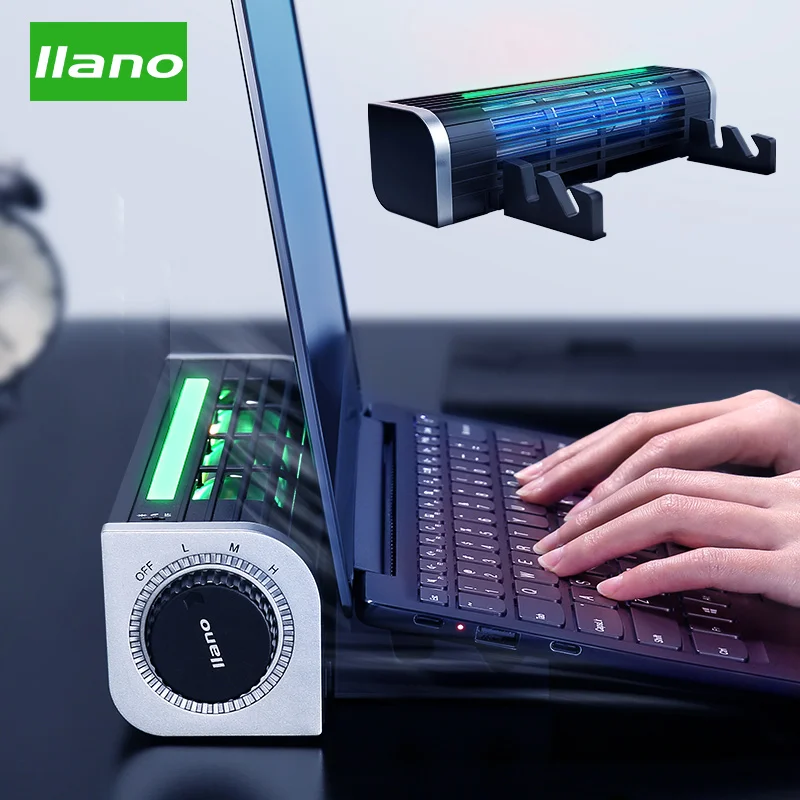 Online Llano Notebook Kühler Notebook Stand Kühlung Rack Cooling Pad Wind Geschwindigkeit Einstellbar Mit RGB Für Laptops tabletten handys kühler