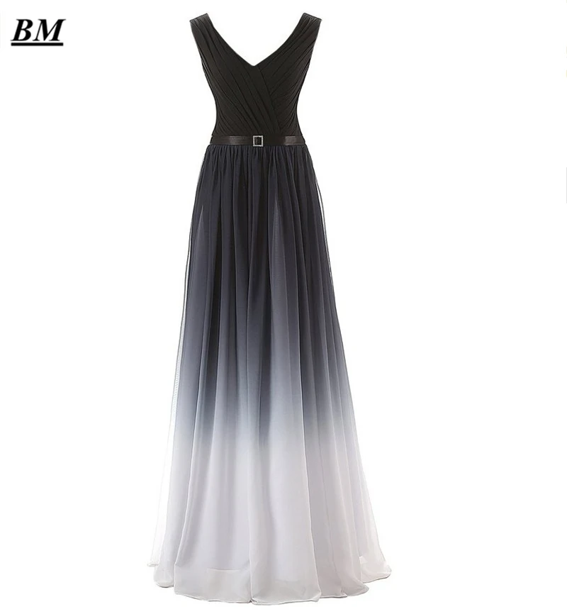 Сексуальные v-образным вырезом градиентные шифоновые платья для выпускного бала с бусинами блестками Длинные Омбре вечерние платья de gala BM06