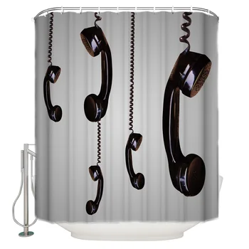 

Shower Curtain Waterproof Polyester With 12 Hooks Hanging Landline Handset
