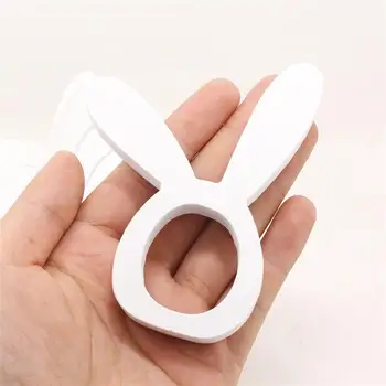 

10PCS White Rabbit Shape Wood Napkin Rings Fashion Napkin Buckles Party Napkin Holders Towel Buckles for Easter Party