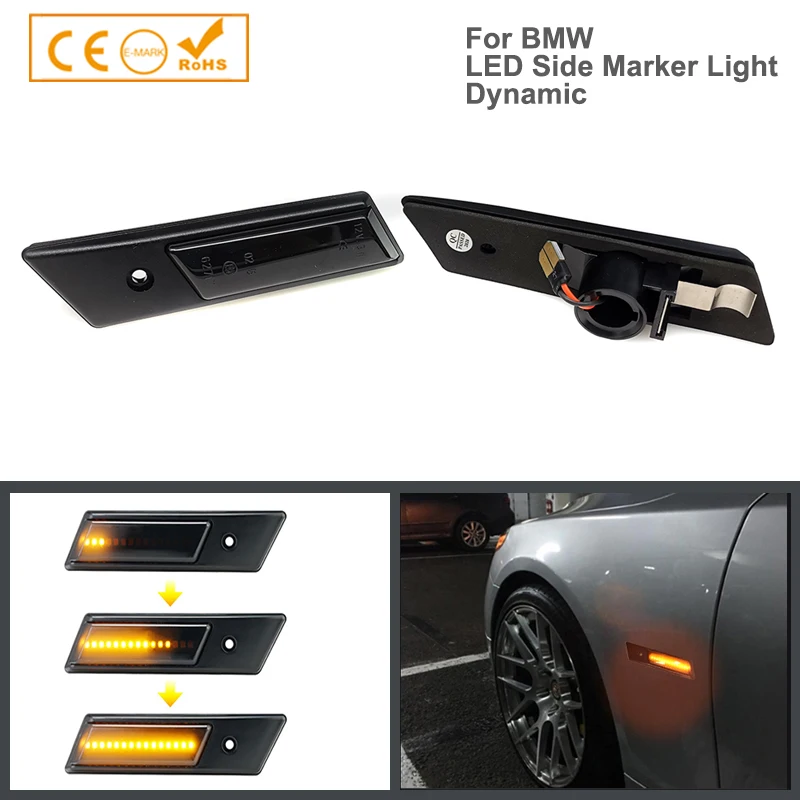 

2pcs Car-Styling Dynamic LED Side Marker Light Turn Signal Lamps For BMW 3 5 6 7 Series E24 E28 E30 M3 E32 E34 M5 E36 M3