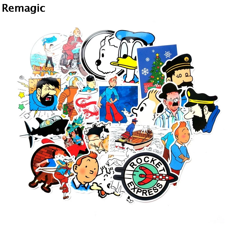 

25pcs The Adventures of Tintin Sticker pack fans anime vintage paster scrapbooking diy phone laptop collections home decorations