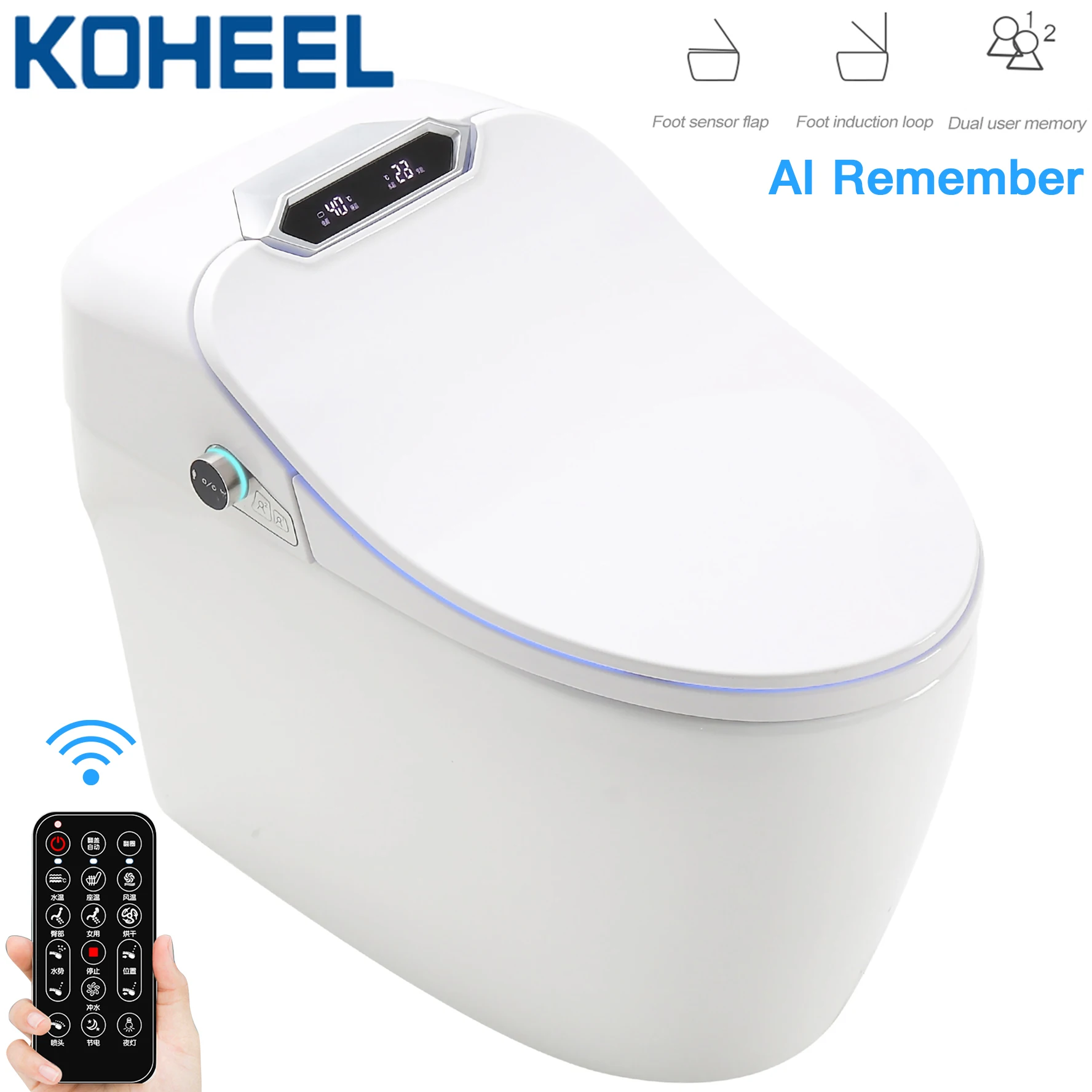 Умный Унитаз KOHEEL цельный удлиненный унитаз с дистанционным управлением