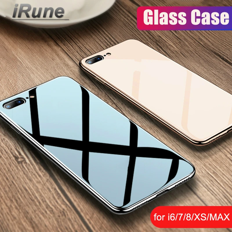 

Luxury Tempered Glass Case For iPhone 11 Pro Max XR XS Max Edge Plating Case For iPhone 8 7 6S Plus Protective With Glass Cover