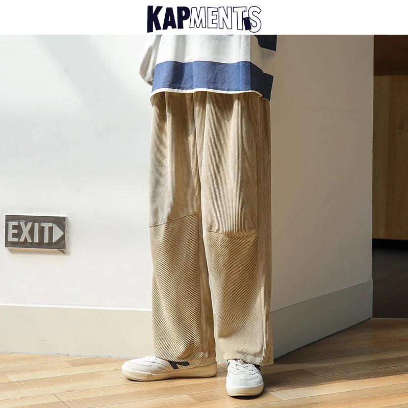Men Corduroy Harajuku Wide Leg Pants Overalls Mens Japanese Streetwear Sweatpants Male Korean Casual Joggers Pants wide leg sweatpants,wide leg pants