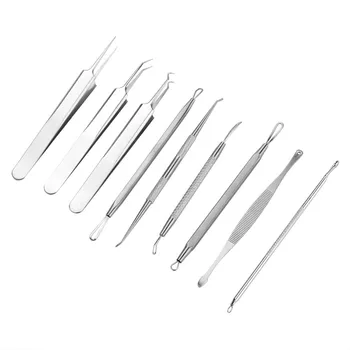 

9PCS Black Dot Pimple Blackhead Remover Tool Needles For Squeezing Comedone Acne Extractor Remover Tools for Face Cleaning #0406
