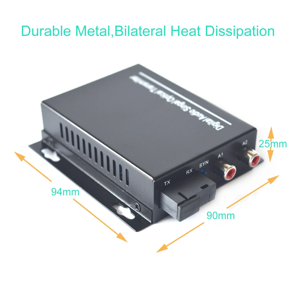 2 Ports Audio To Fiber Extender, Audio Rca Over Fiber Optic Sc Sm 20Km for Broadcasting System Intercom, 1 Tx & 1 Rx