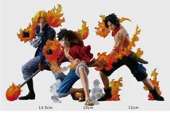 

3pcs/lot Japan Anime One Piece Flame Three Brothers Luffy Ace Sabo PVC Action Figure Model Doll Toys