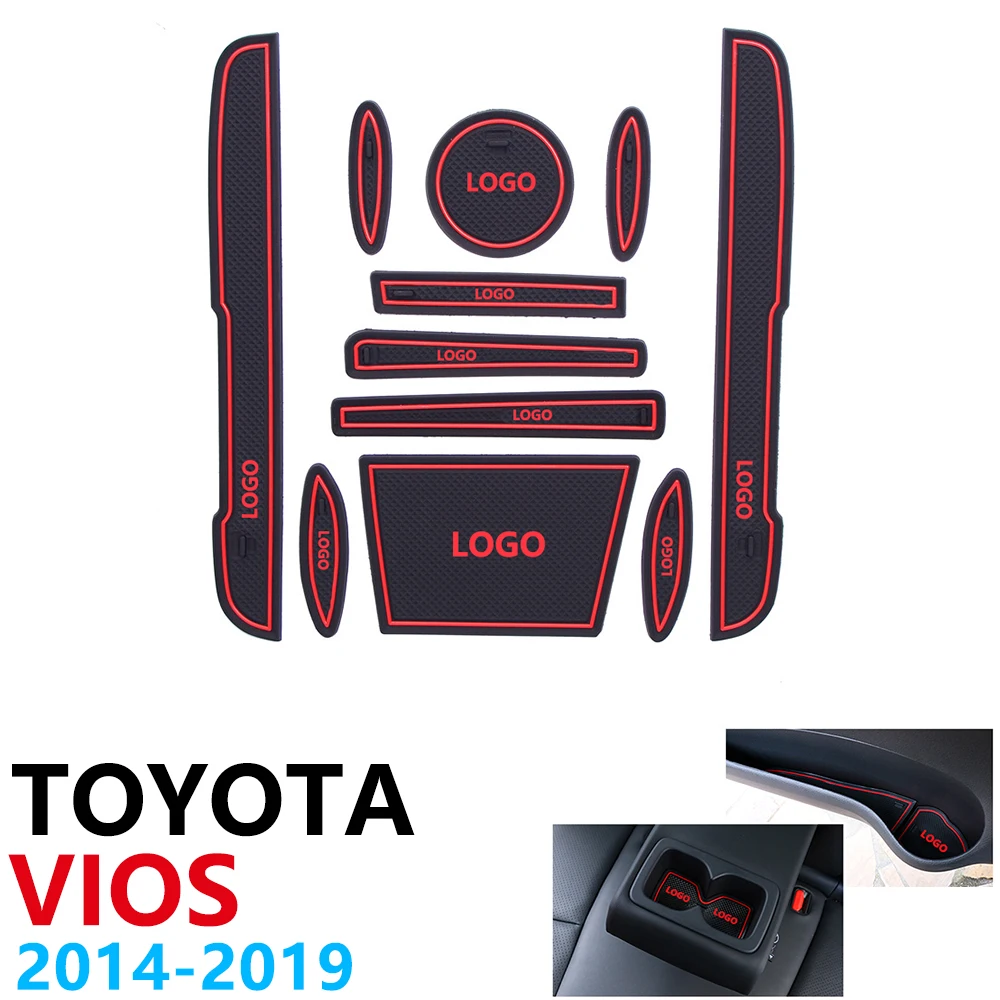 

Anti-Slip Rubber Cup Cushion Door Groove Mat for Toyota Vios XP150 Yaris ATIV TRD 2014~2019 Accessories Stickers mat for phone