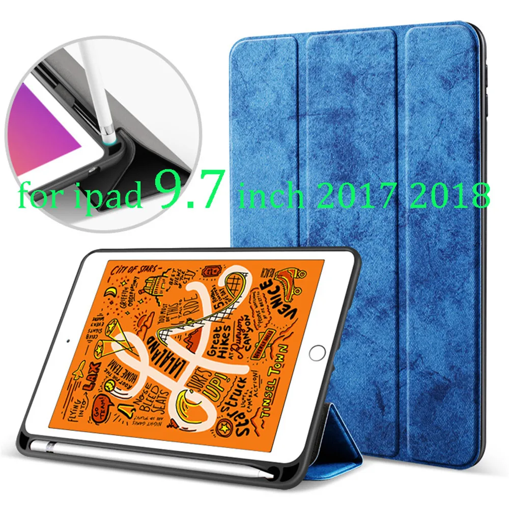 Для ipad 9 7 дюймов 2017 2018 чехол 5-го/6-го поколения Чехол с карандашом TPU силиконовый