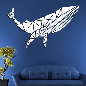 

3D Big Shark Mirror Wall Stickers Acrylic Mirror Sticker DIY Decorative Wall Stickers For Kids Room Living Room Home Decor